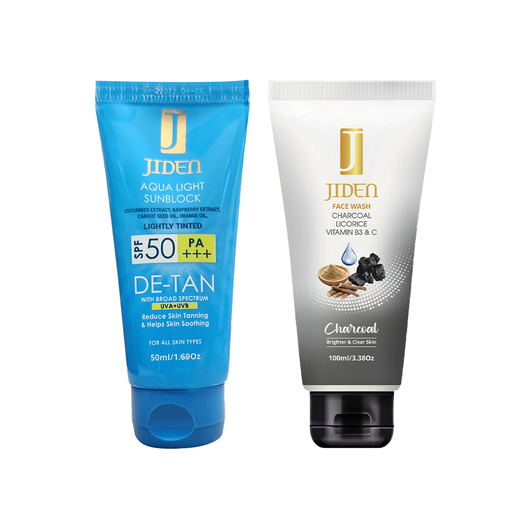 Jiden Aqua Light Sunblock 50 Ml+Jiden Charcoal Facewash100 Ml